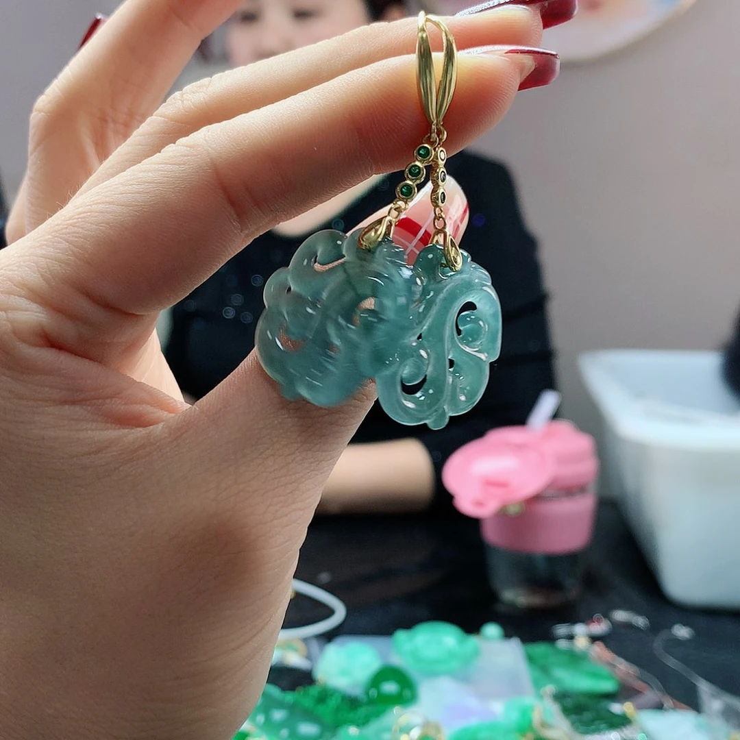 【闪购商品】翡翠耳饰银S925镶嵌h，