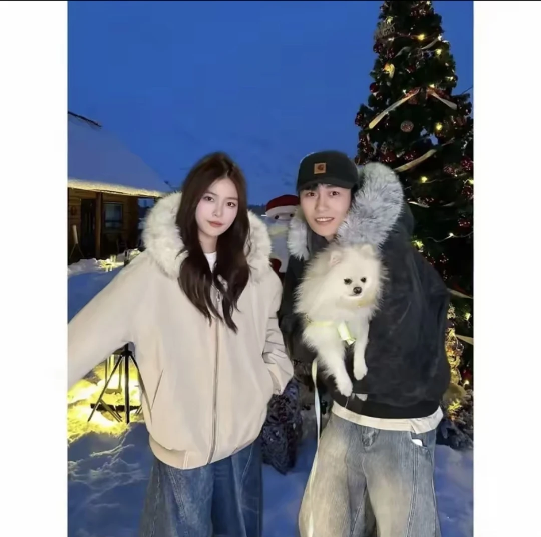 冬季新款座山雕连帽毛领外套男女潮流宽松加厚保暖皮棉衣百搭上衣