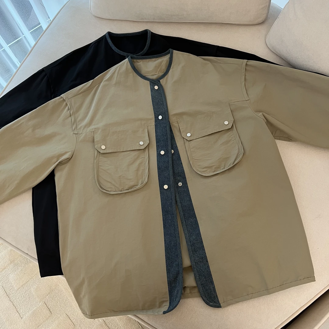 拼接撞色包边立体口袋小外套女装2025新款百搭洋气简欧