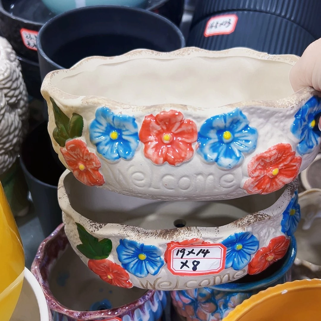 有孔外贸尾单陶瓷花盆凑单10米包邮