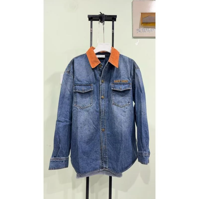 HD-767  牛仔外套男士长袖时尚休闲复古春季水洗拼接