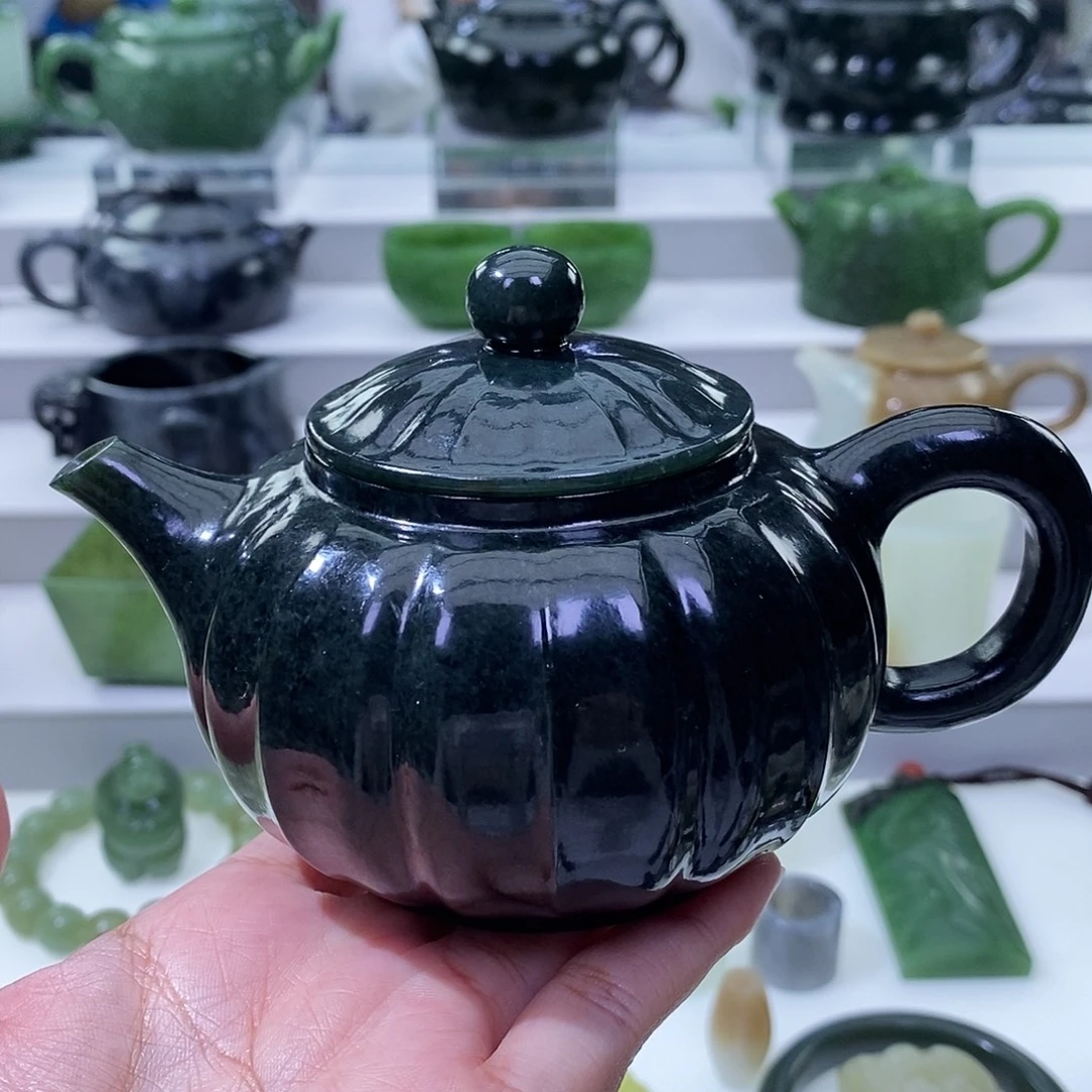 和田玉未镶嵌挂件茶壶