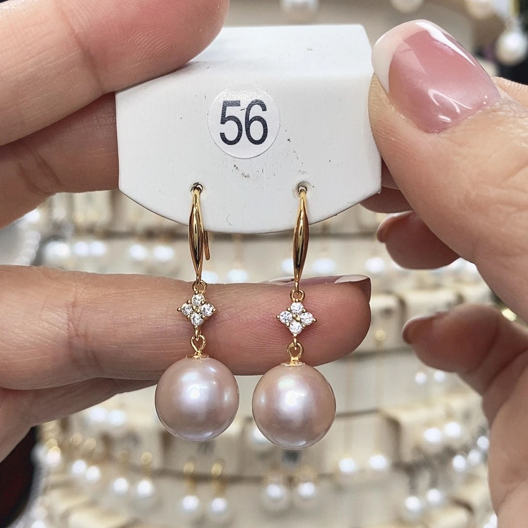 银S925镶嵌耳饰淡水珍珠