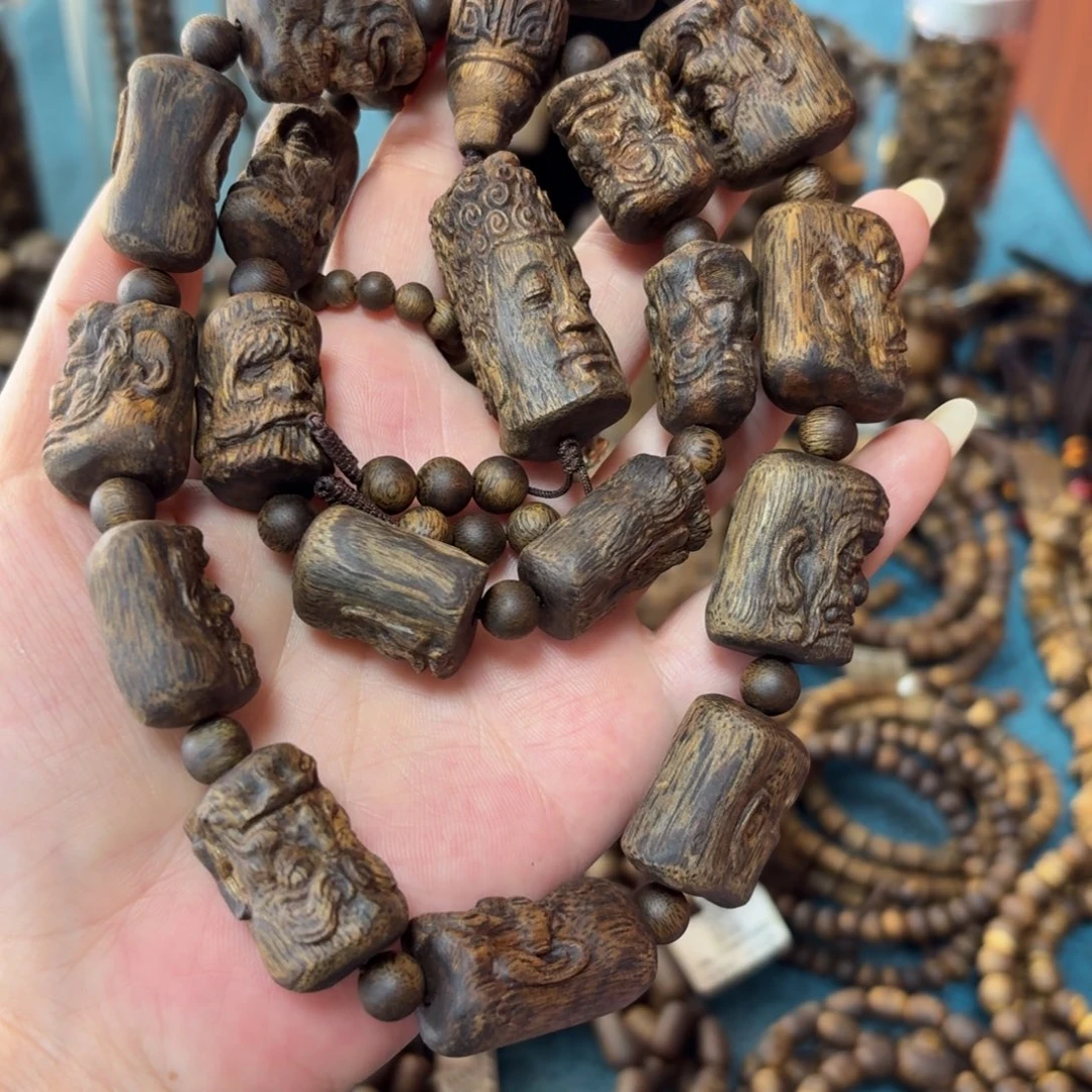 沉香手串沉浮雕刻十八罗汉多样性发货ytq