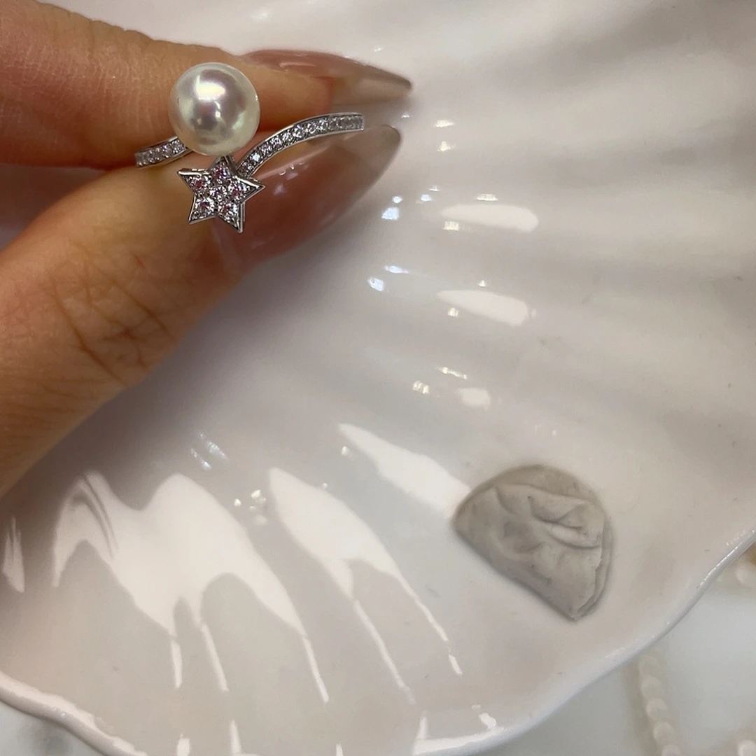 银S925镶嵌戒指海水珍珠