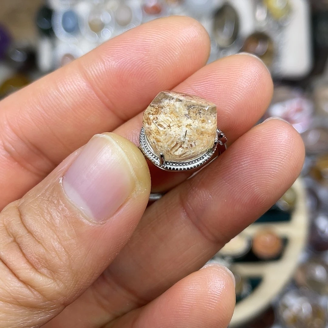 【闪购商品】银S925镶嵌珠宝半成品水晶戒指