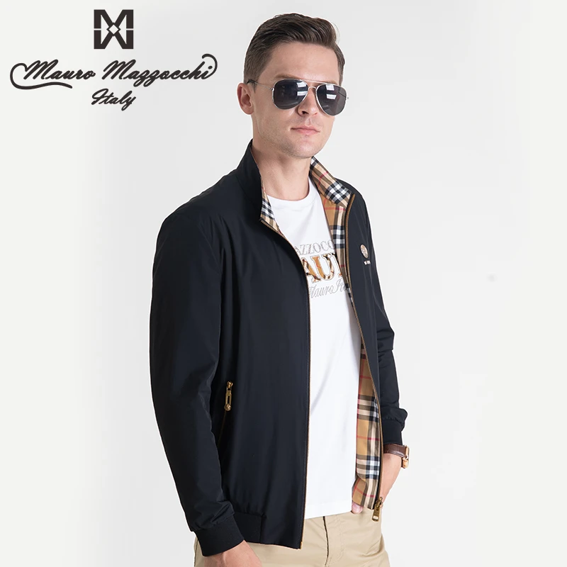 Mauro/玛路男士立领双面穿夹克百搭商务上衣时尚休闲修身春秋2005