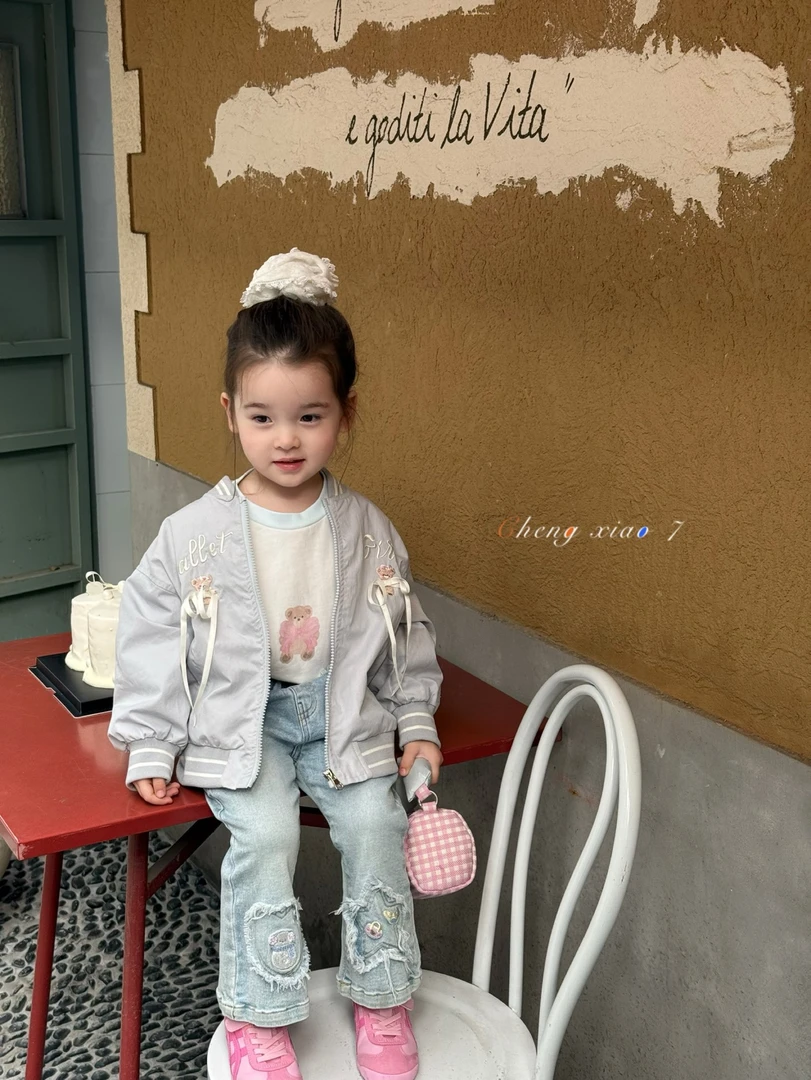 25秋 橙小七女童牛仔裤55001韩版