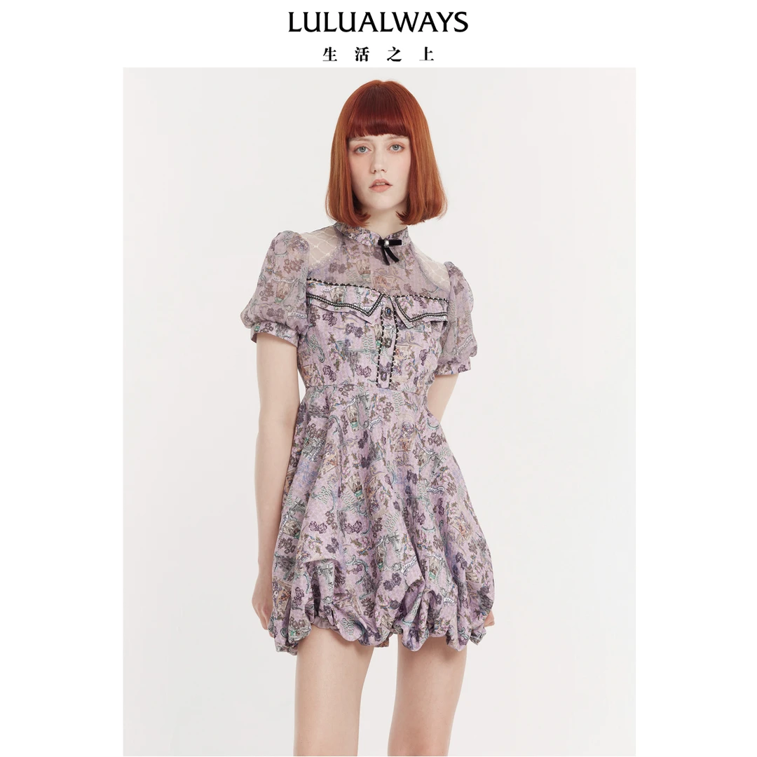 【媛媛女王专享】LULUALWAYS印花公主蓬蓬裙短款连衣裙