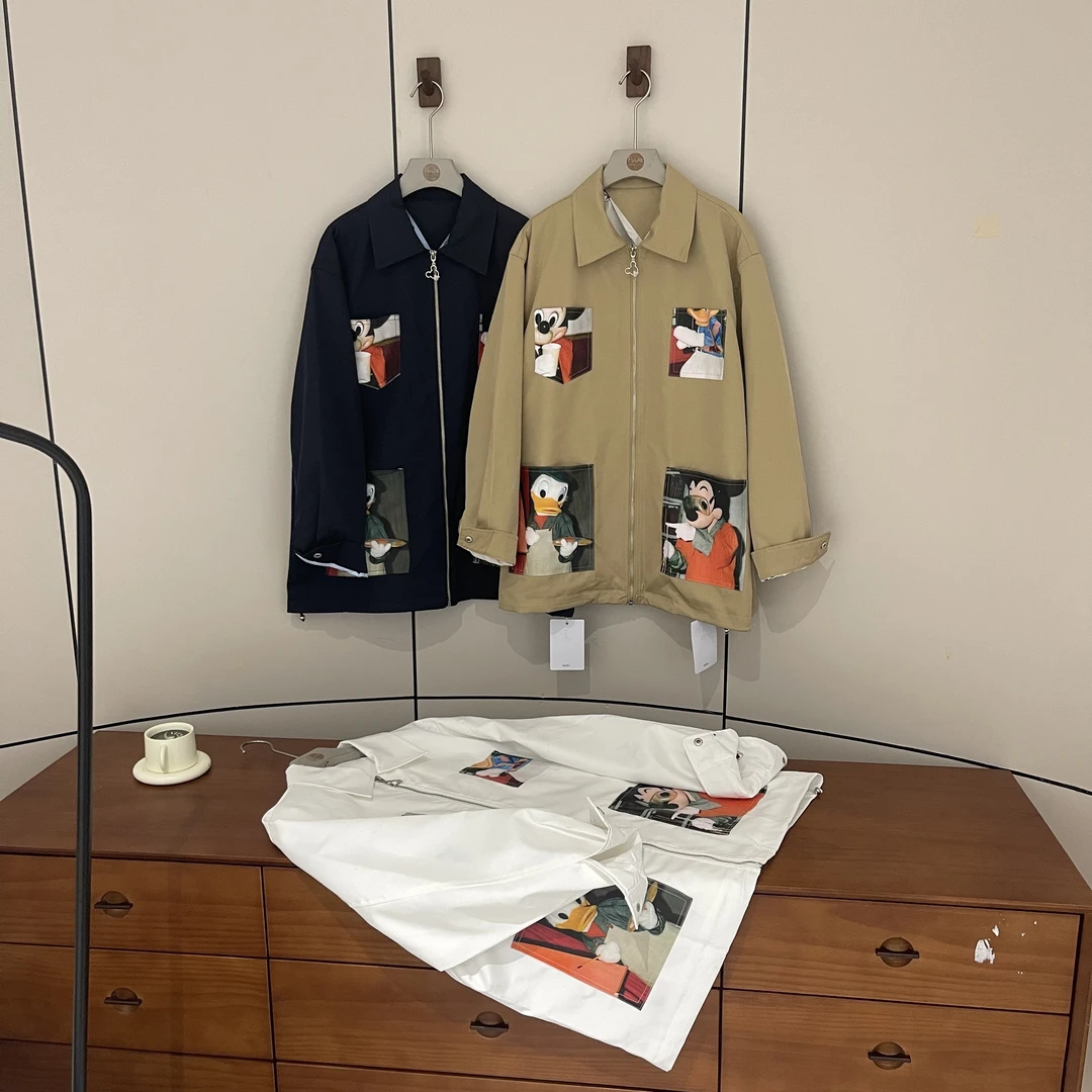 FUJIA STYLE韩版新款时尚百搭多口袋卡通印花外套WT2635