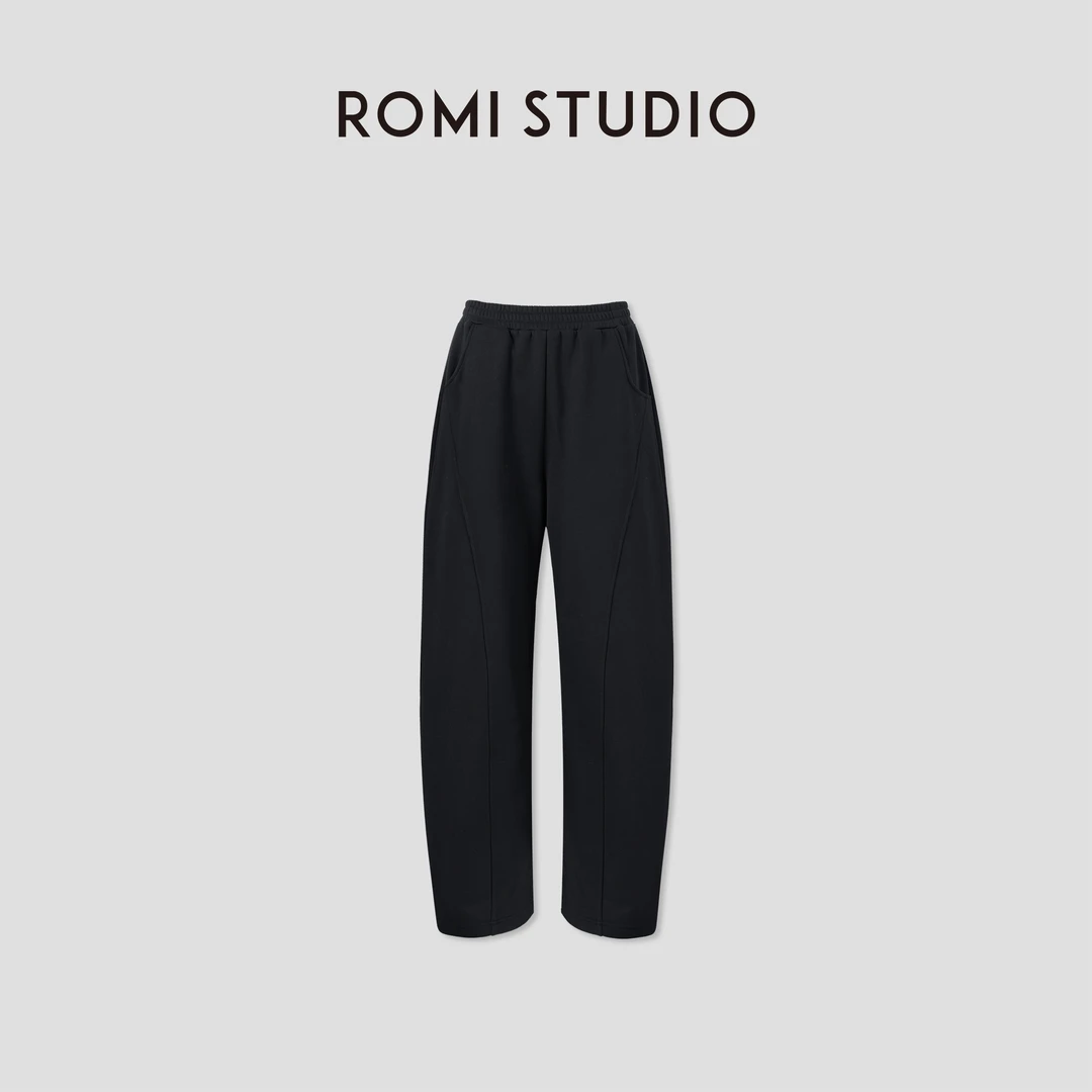 ROMI STUDIO“秋意渐浓” 高克重内加绒松紧腰阔腿香蕉裤 441KS001