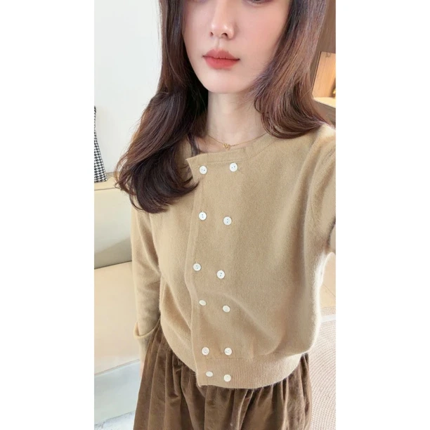 #53161 浣熊毛秋冬新款宽松长袖V领针织毛衣女显瘦百搭