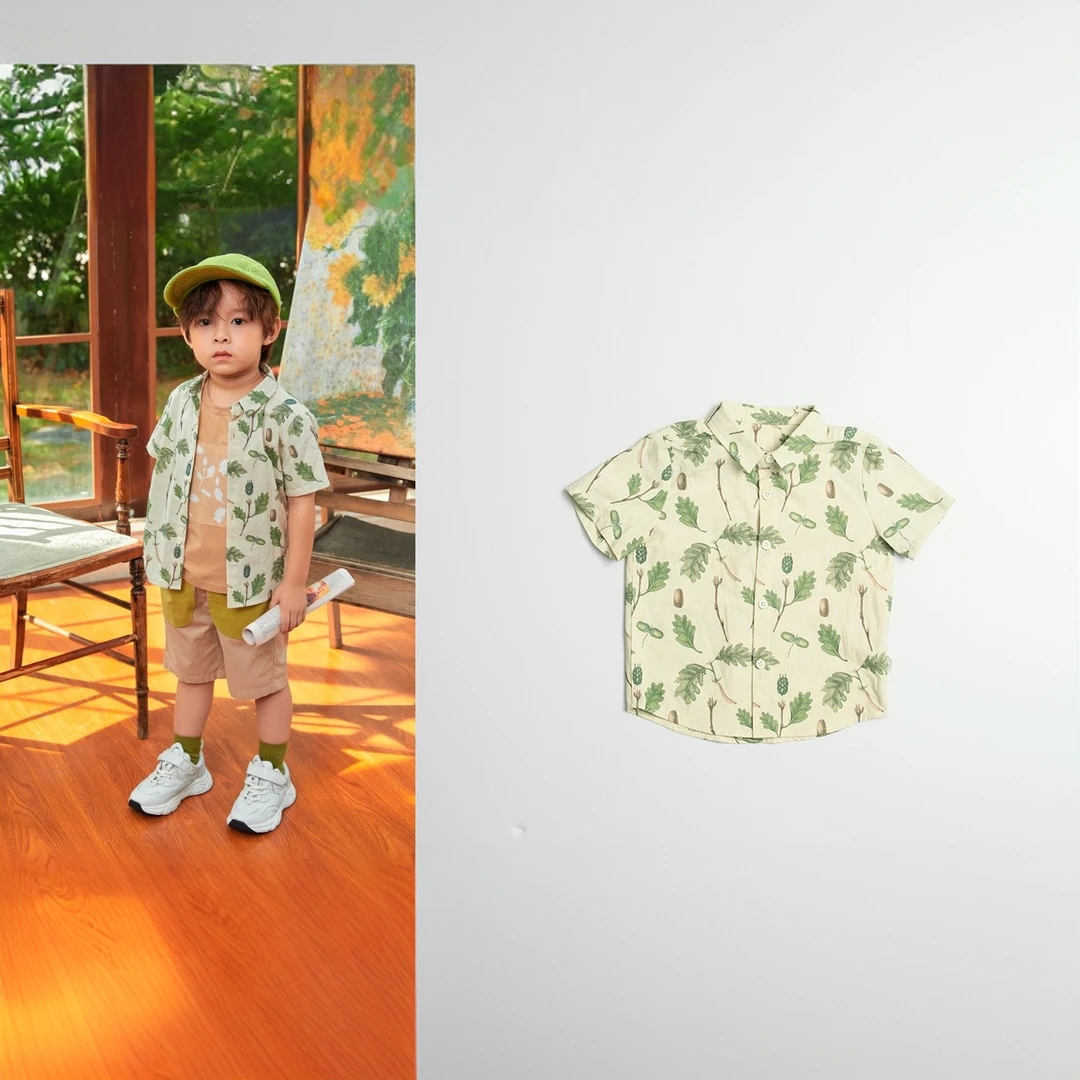 夏季纯棉趣味短袖印花衬衫4231036621