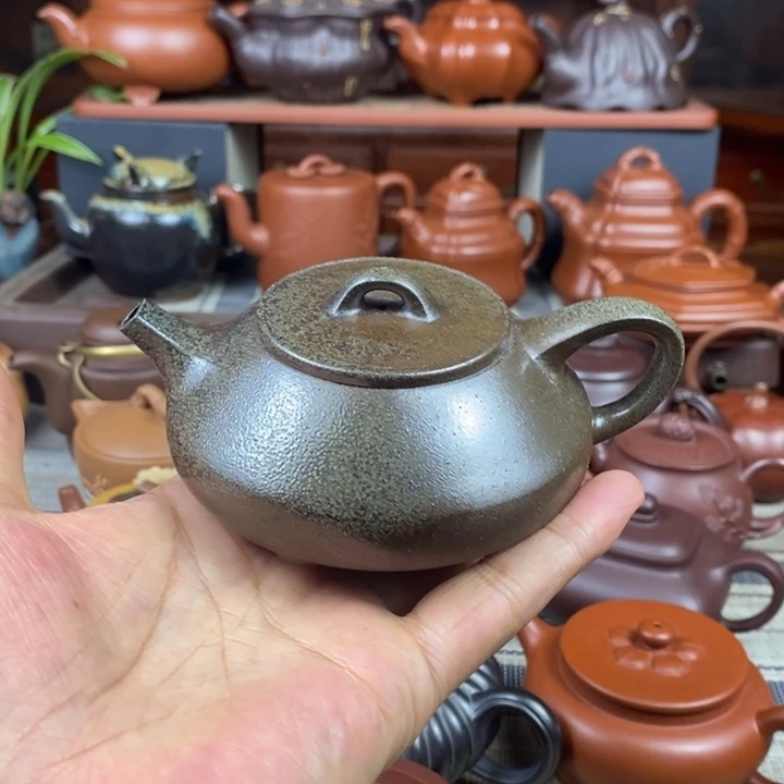 紫砂茶壶小石瓢180cc原矿老紫泥柴烧特价
