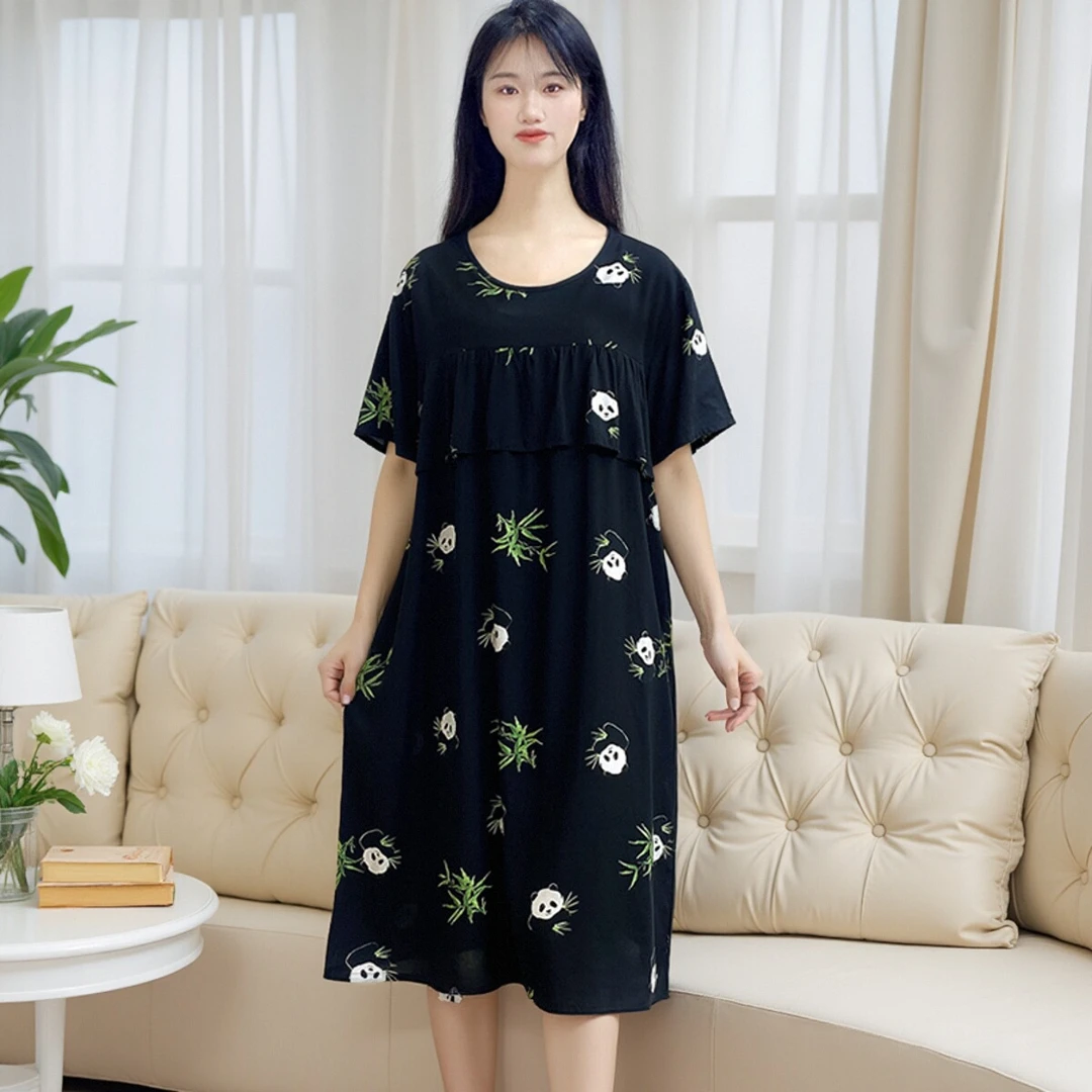 【短袖防凸点】棉绸夏季睡裙女睡衣不带胸垫冰丝可外出穿家居服Y111