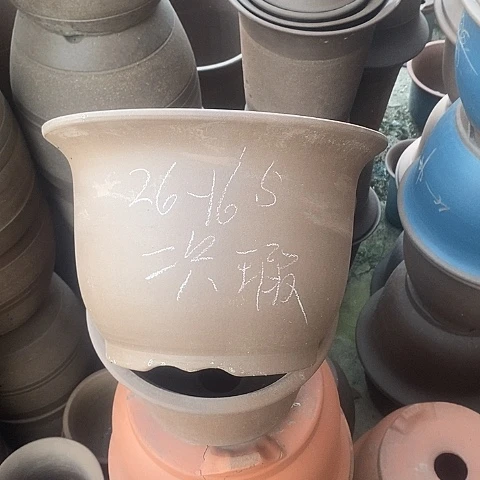 紫砂中国宜兴紫砂花盆＂