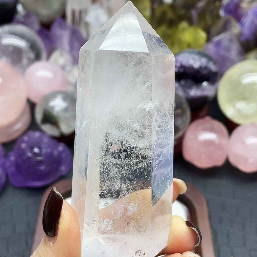 珠宝半成品水晶未镶嵌7福利白水柱高8.9cm