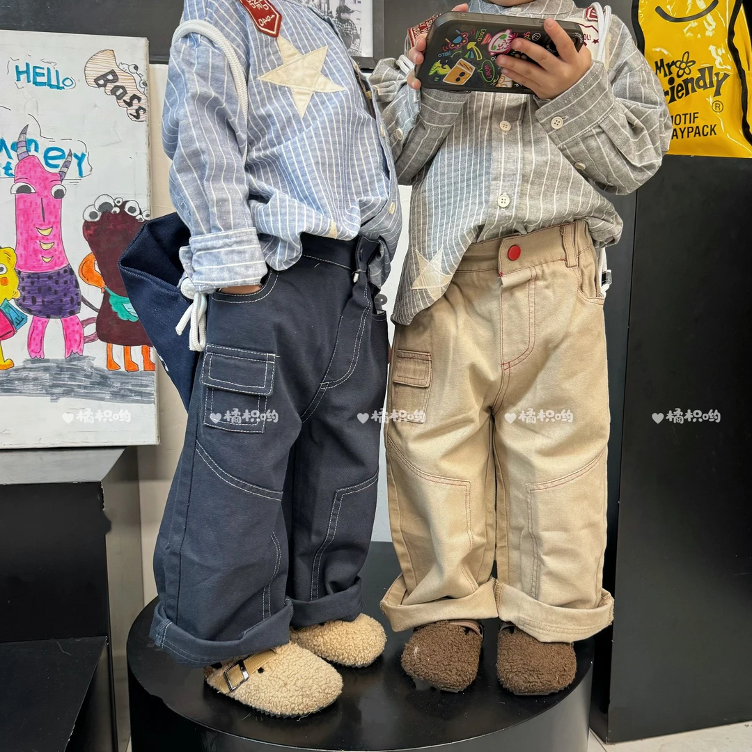 【橘枳哟】明线棉布工装裤