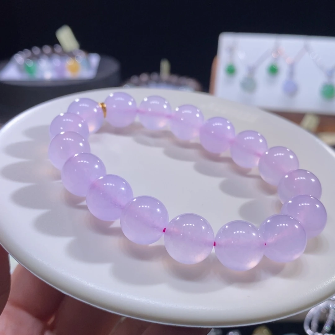 翡翠未镶嵌手串冰粉紫手串卡11+