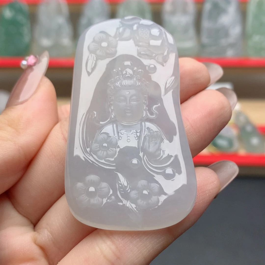 翡翠未镶嵌颈饰观音