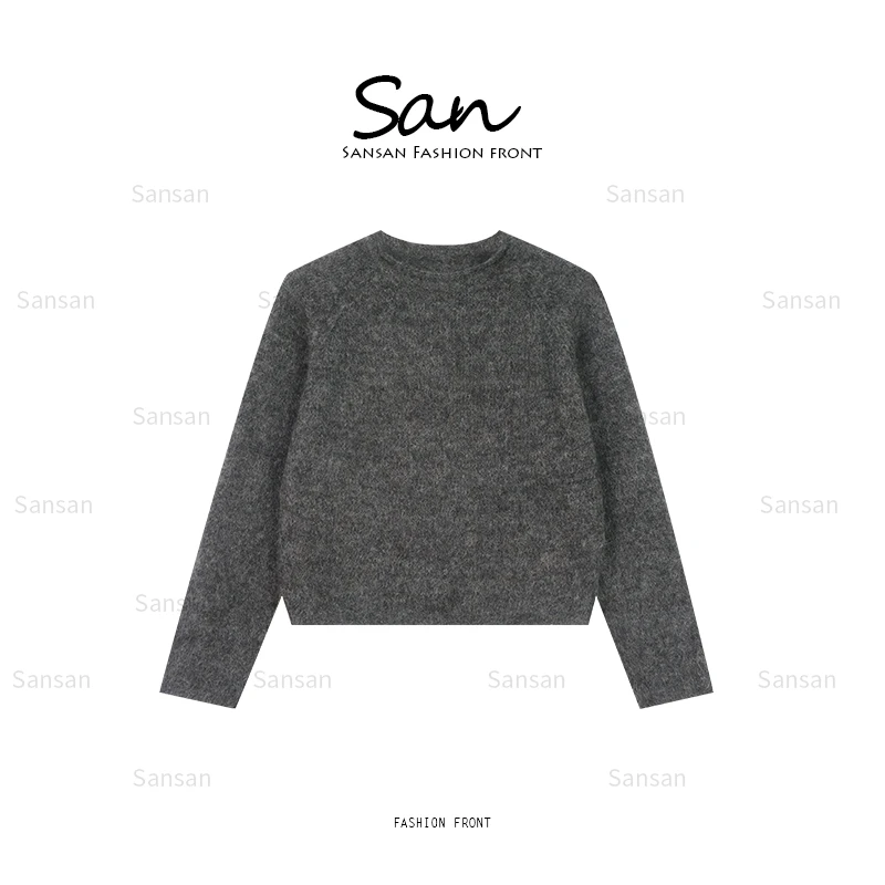 【SANSAN】百搭休闲保暖圆领套头气质上衣DY-4934