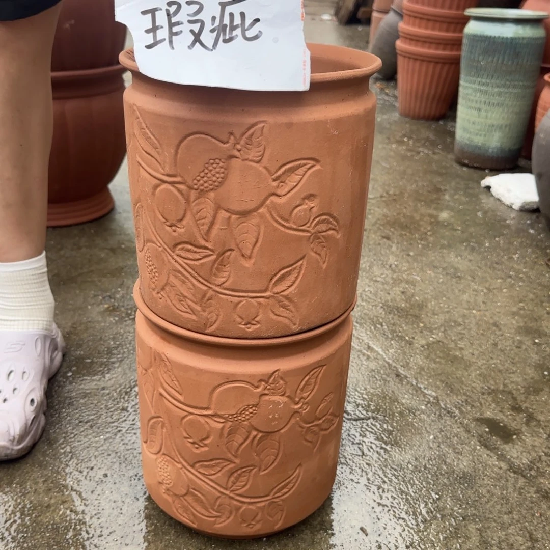 紫砂花盆口20高23宜兴土陶瑕疵粗糙有色差