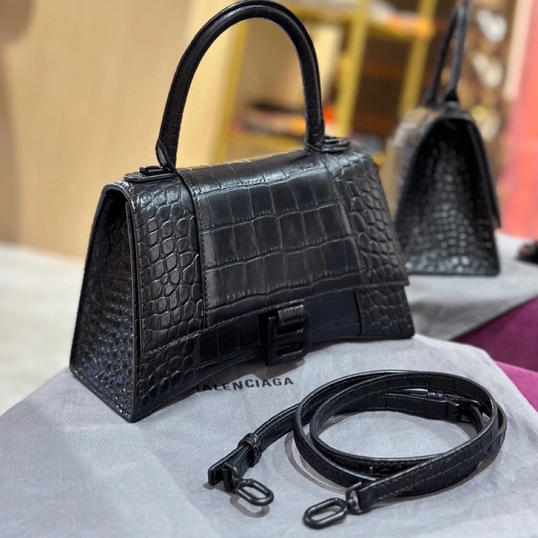 99新 Balenciaga/巴黎世家 S码/黑色鳄压沙漏包/精选