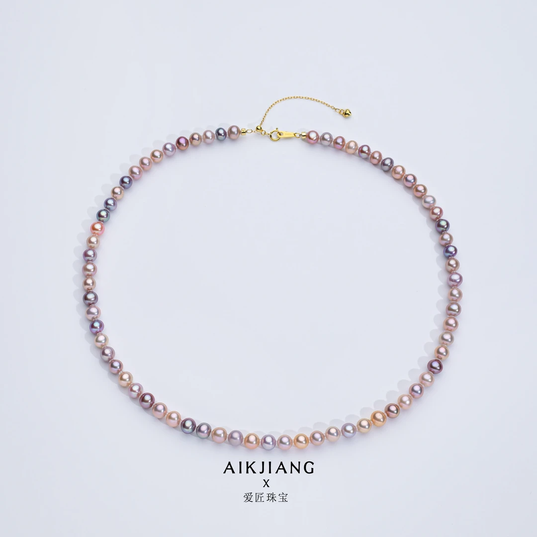 AIKJIANG/爱匠【白总】淡水无核糖果色手工全珠项链6-7mm赠手镯