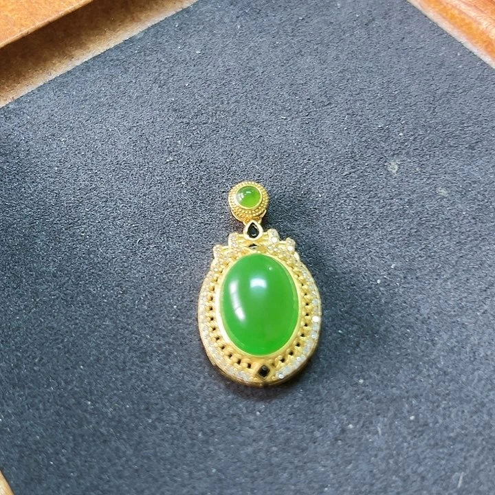 和田玉（碧玉）颈饰银S925镶嵌