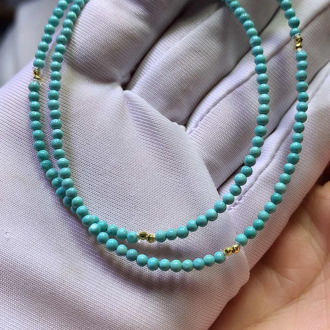 绿松石18K金镶嵌锁骨