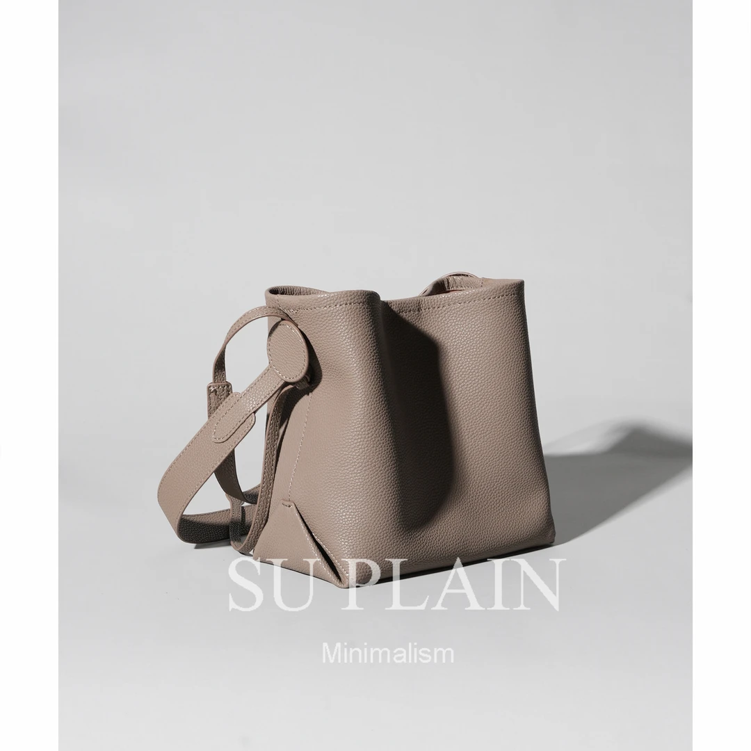 SUPLAIN/SUPLAIN真皮牛皮水桶包小众设计通勤女包休闲单肩斜跨包