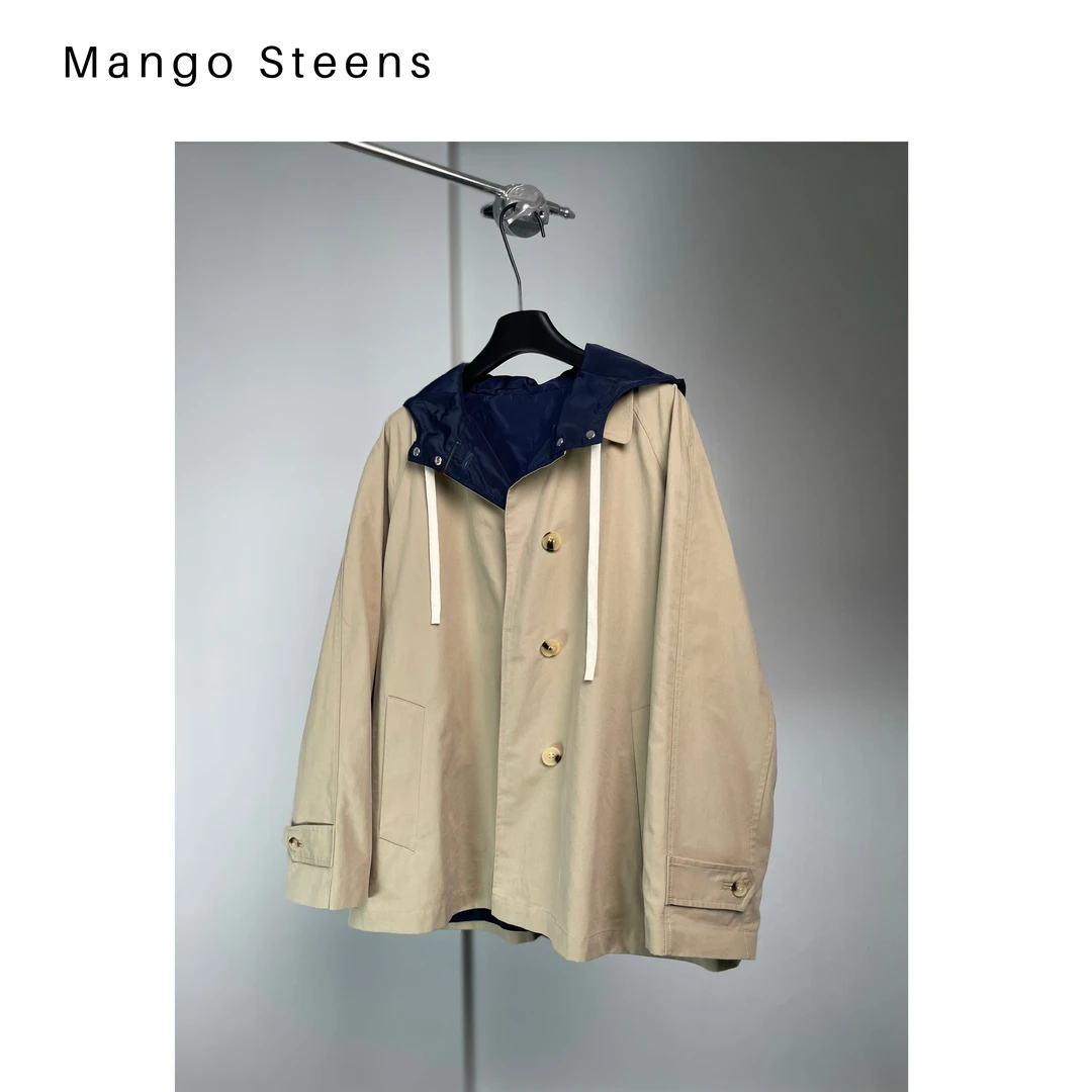 MANGO steen‘s丨miu系双面穿极简撞色连帽夹克I5187