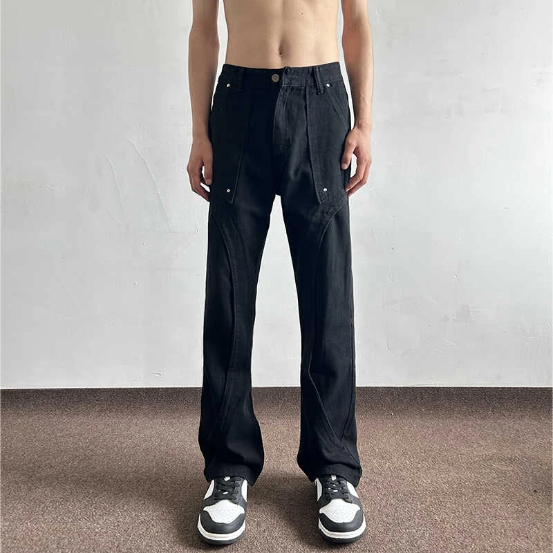 DeweLvum匠心制作！一眼就爱上!潮流美式高街休闲透气直筒牛仔裤男