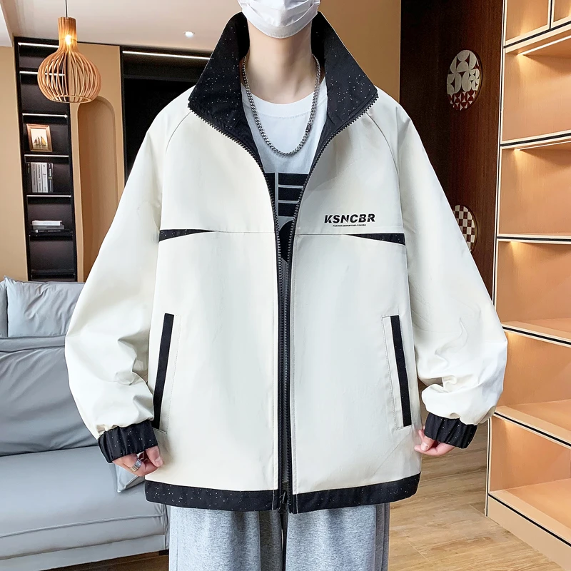 青少年男生春季新款双面穿夹克外套休闲立领帅气百搭款春装上衣服