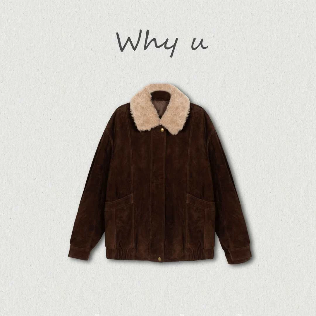 WHY U-25AW羊皮革老钱复古新国标90白鹅绒羽绒服【浅逐】