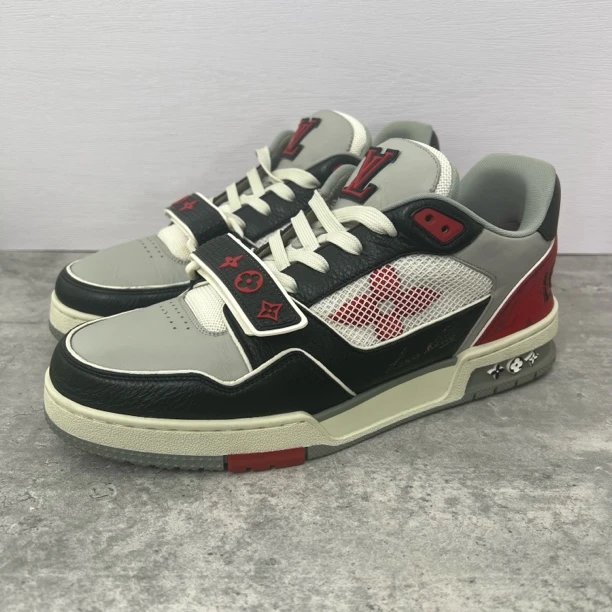 95新 LouisVuitton/路易威登 黑灰红魔术贴吹那trainer/正品/潮鞋