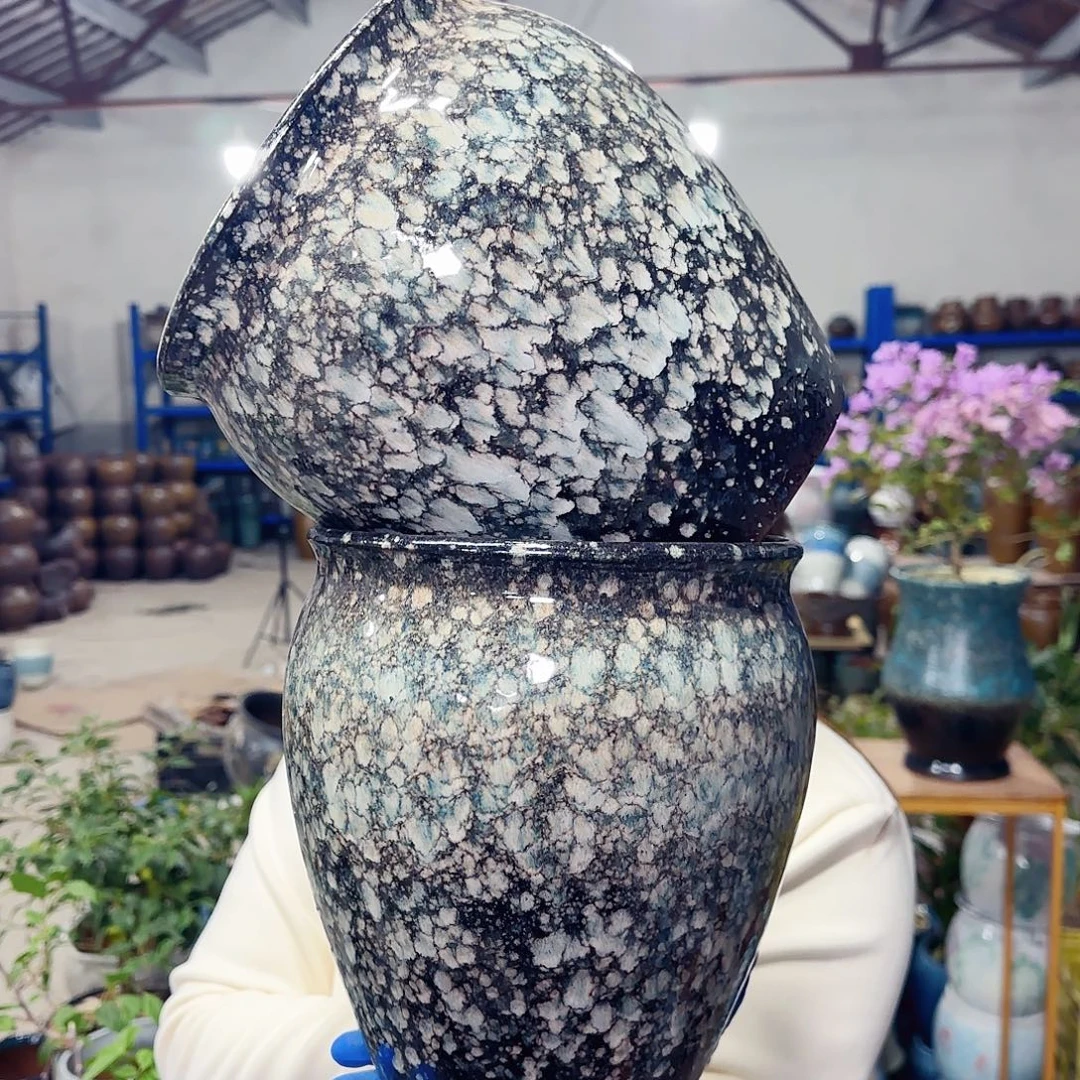 紫砂花盆高21口19