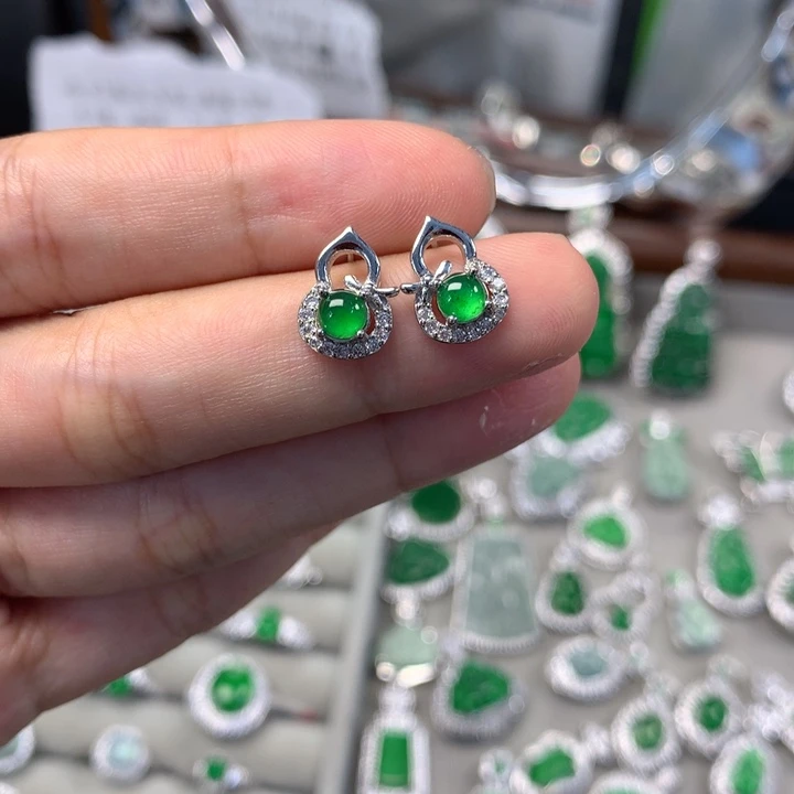 翡翠未镶嵌耳饰耳钉