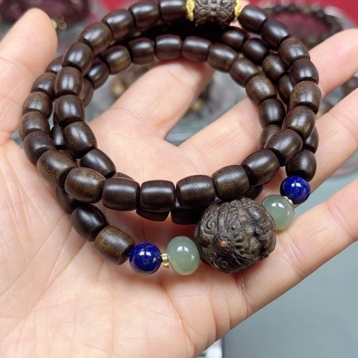 沉香手串越南白棋楠0.8三圈设计款