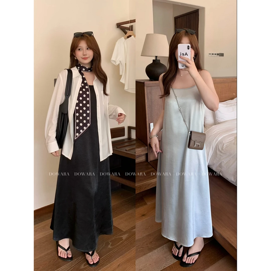 现货大婉酱微胖定制法式【梦露】优雅吊带连衣裙夏季气质裙子 9156D