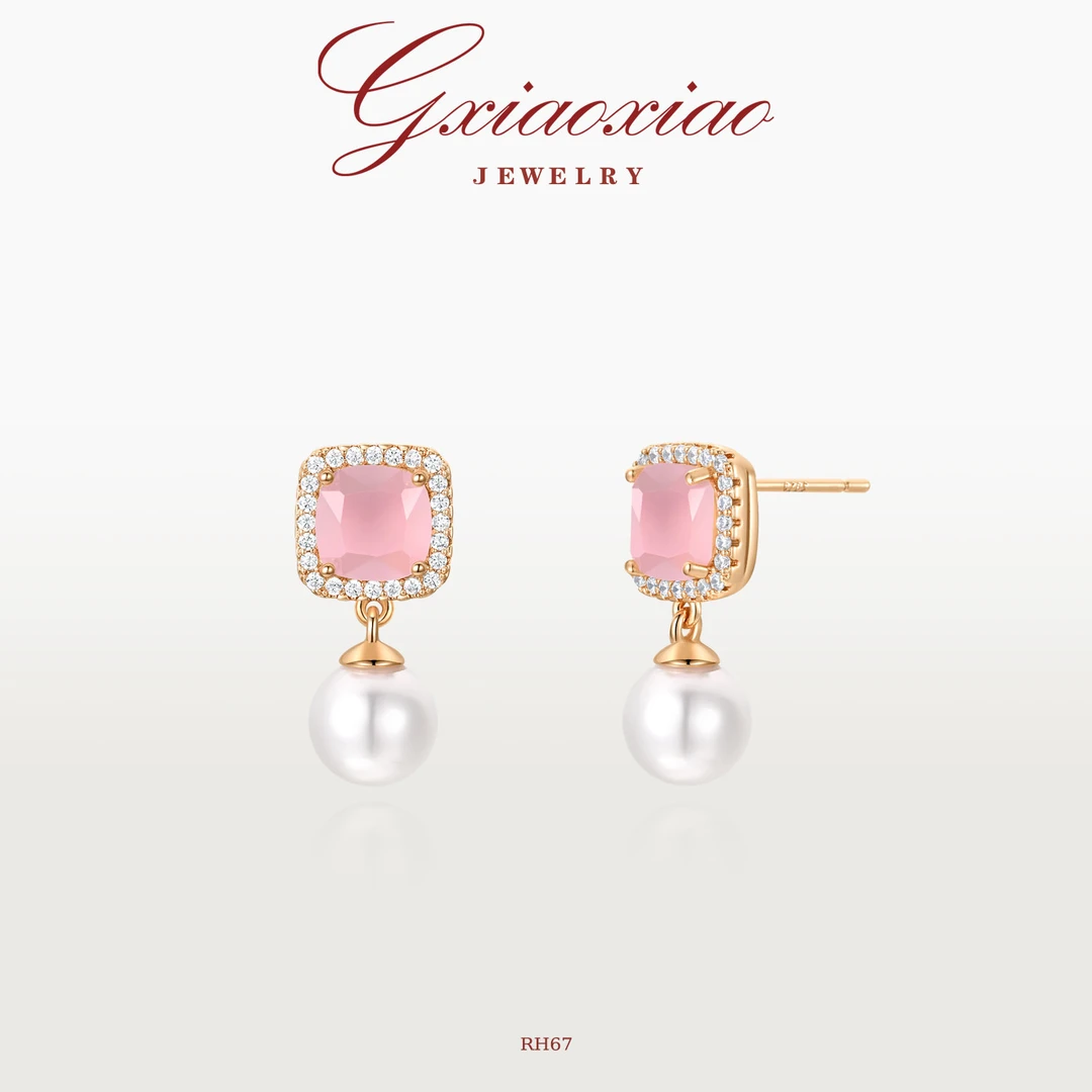 G XIAOXIAO 镀K金耳饰【金璃童话】气质高级感百搭精致方形耳环RH67