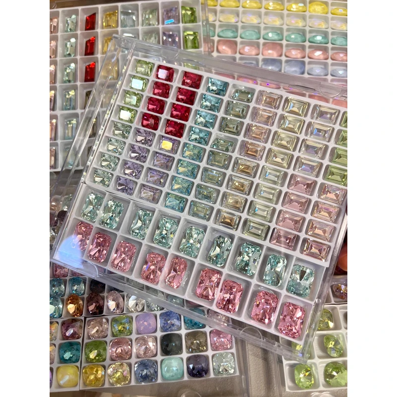 【1-120】K9ins美甲钻双色气质精品高品镀底超闪尖底彩色爆闪水晶钻