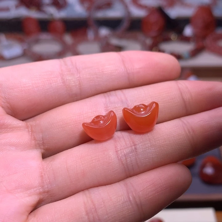 南红玛瑙合金珠宝半成品元宝