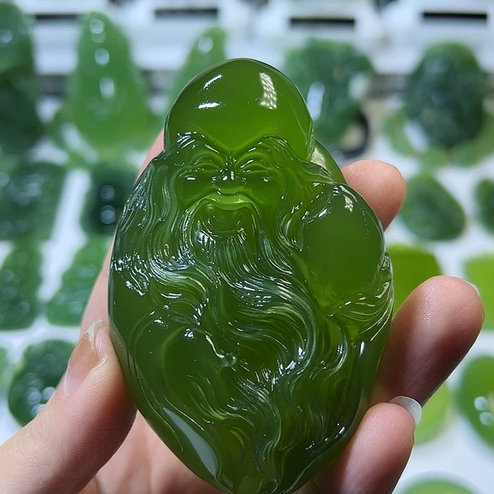 蛇纹石玉手把件未镶嵌欢*
