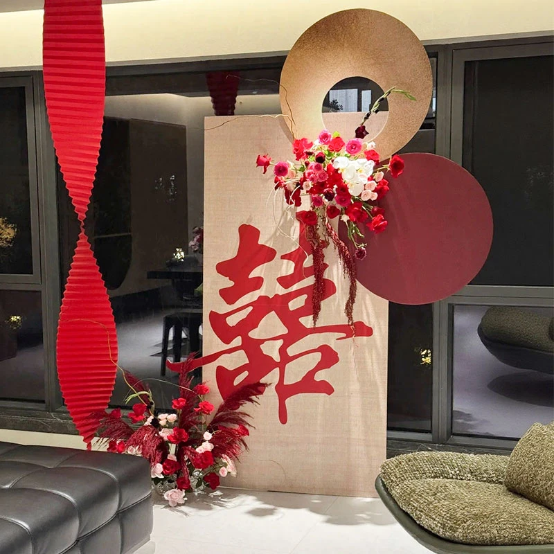 婚房布置女方卧室新中式喜字kt板结婚装饰套装新房客厅拍照背景墙