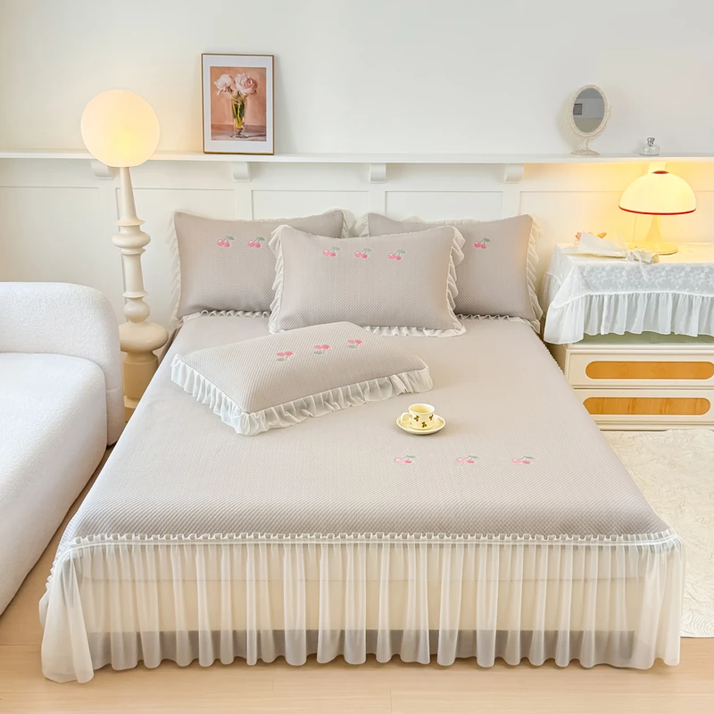 PE高分子复合软凉席席子豆豆席大床裙三件套可机洗软凉席子