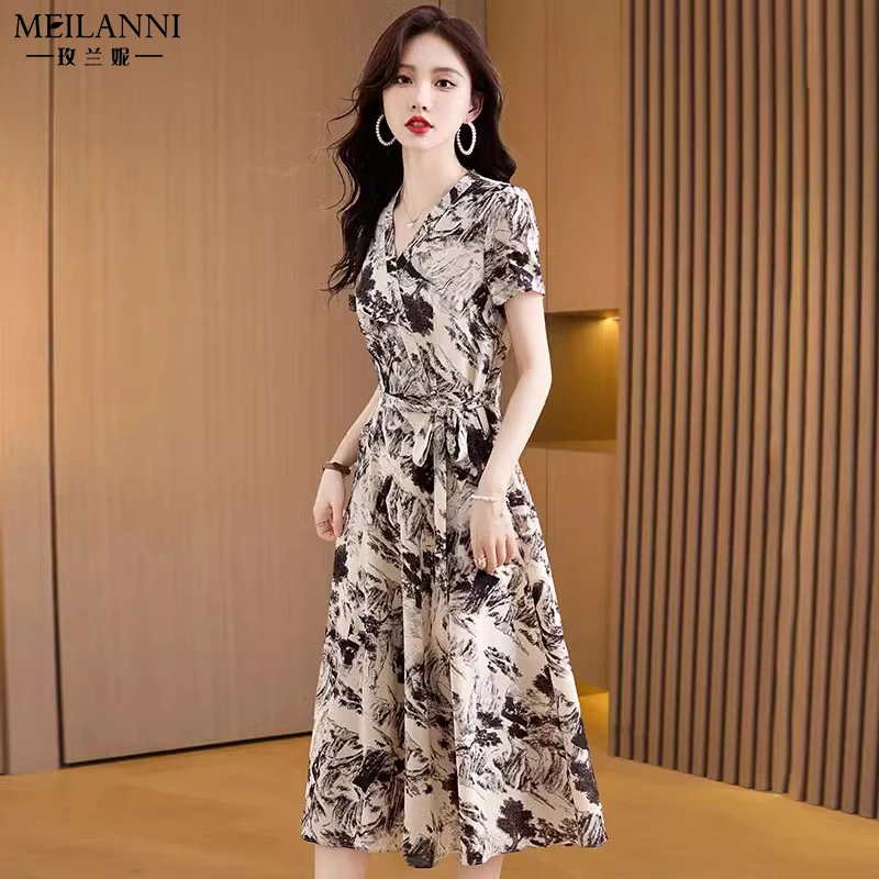 雪纺碎花连衣裙女夏季2025新款气质高端大气上档次十三行爆款裙子