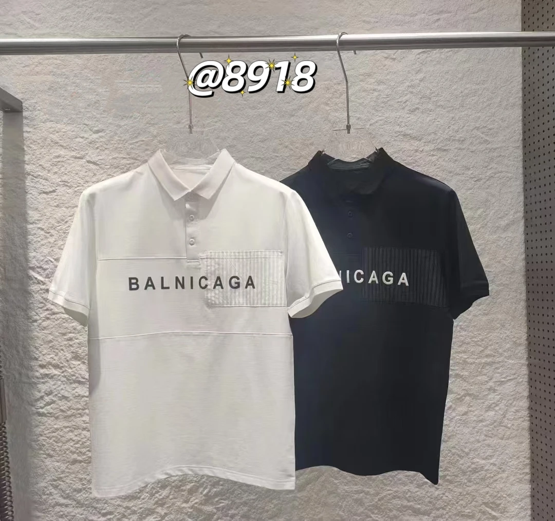 潮流条纹拼接翻领T恤8918/走在