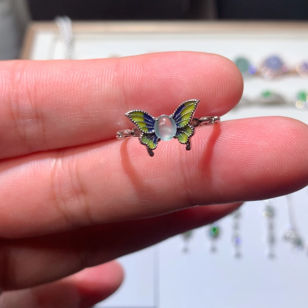 翡翠银S925镶嵌耳饰0006