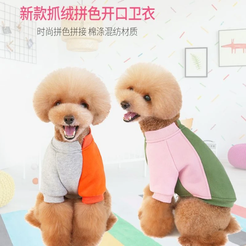 风初秋新款宠物衣服开口领撞色法斗猫狗恤中小型犬外出卫衣